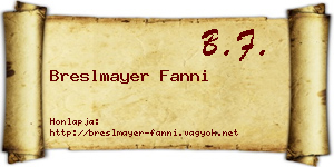 Breslmayer Fanni névjegykártya